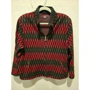 Allison Daley Petite Women's Red Geometric Zip-Up Jacket Size PL